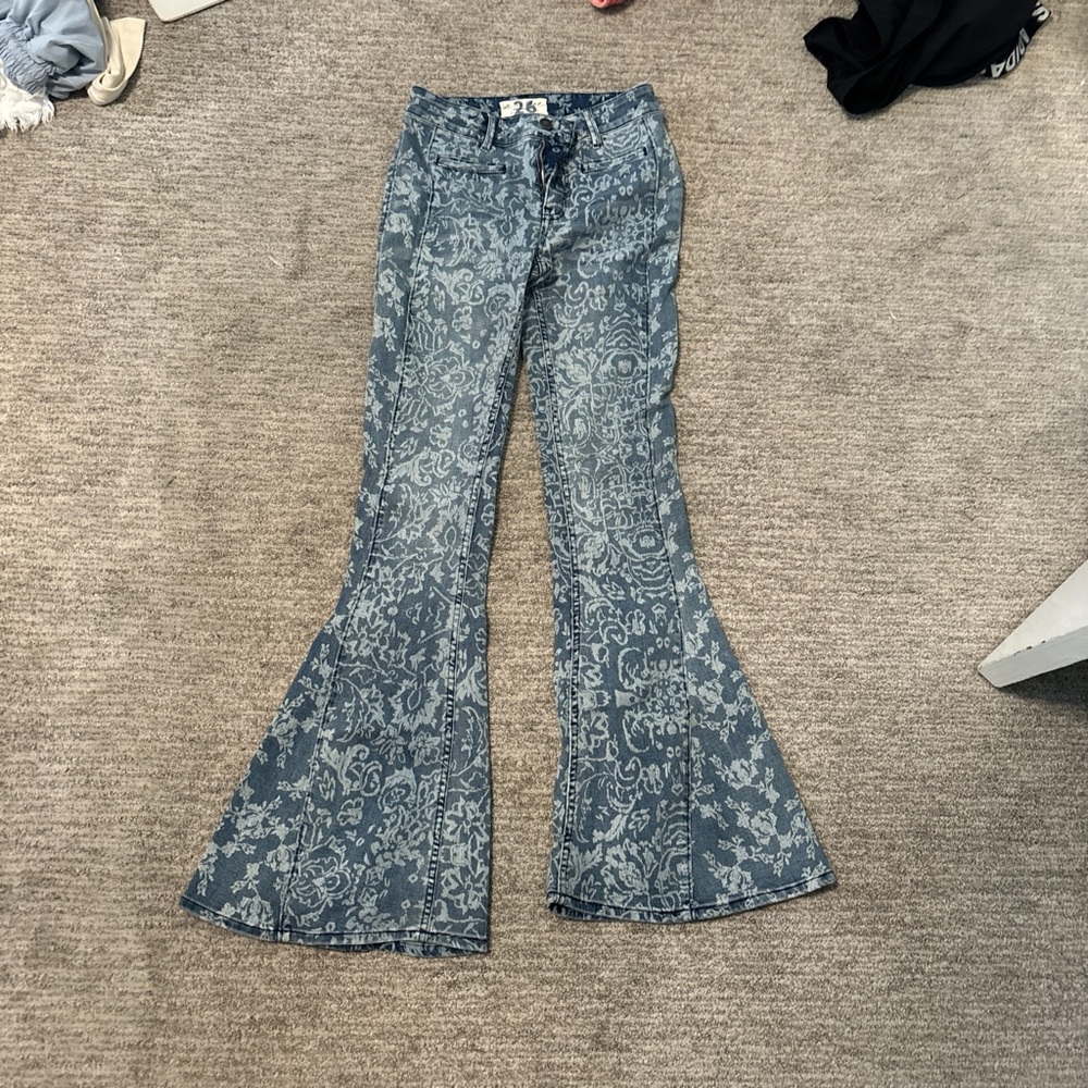 We The Free Blue Floral Denim